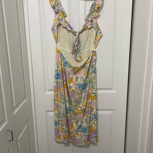 Floral Ruffle Midi Dress with Open Back - Picture 2 of 2